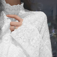 韩版女装新款气质喇叭袖蕾丝衫秋冬内搭修身长袖套头打底衫