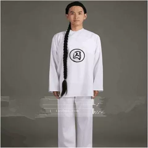 Древние пижамы Hanfu для мужчин, тюремная одежда династий Тан, Сун, Мин и Цин, белая майка с перекрестным воротником и базовый слой брюк.