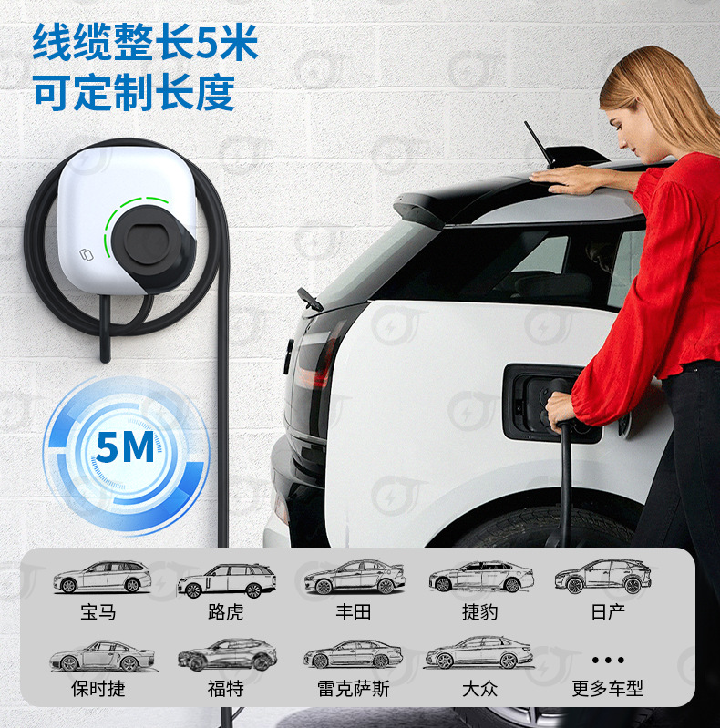 European Standard New Energy Vehicle Charging Pile 22Kw Household Type2 Ac 32A Car Charging Portable Charging Gun Cross-Border