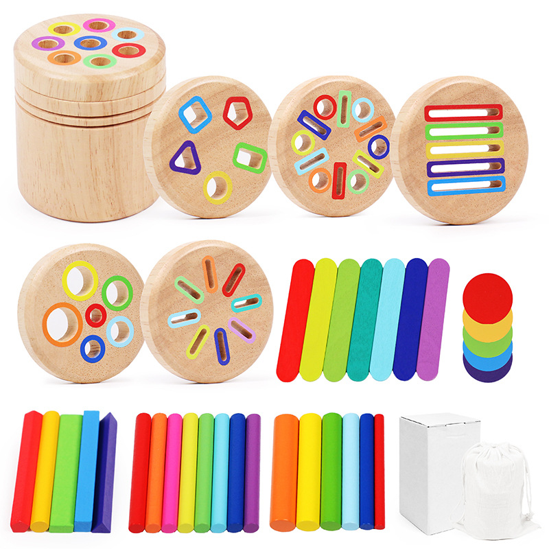 Puzzle infantil transfronterizo taza de clasificación de color cognitivo de color para bebés barra de conteo de jardín de infantes Mont 's cubo de clasificación de educación temprana