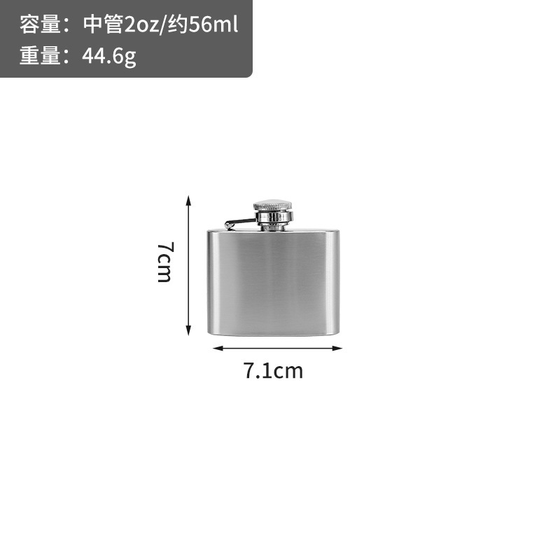 Venta directa de fábrica de cantimplora de vino plana de acero inoxidable de 1-18 oz, botella de vino de acero inoxidable con estuche de cuero, juego de vino portátil para exteriores.