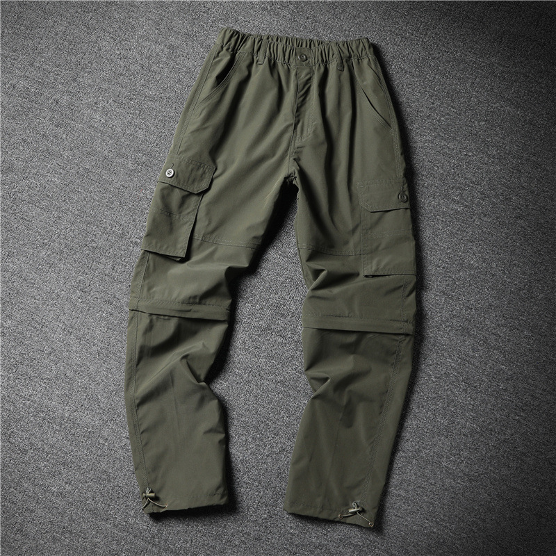 Pantalones de una pieza de dos vías de verano al aire libre monos delgados de los hombres sueltos de Montañismo pantalones de secado rápido pantalones desmontables de dos piezas