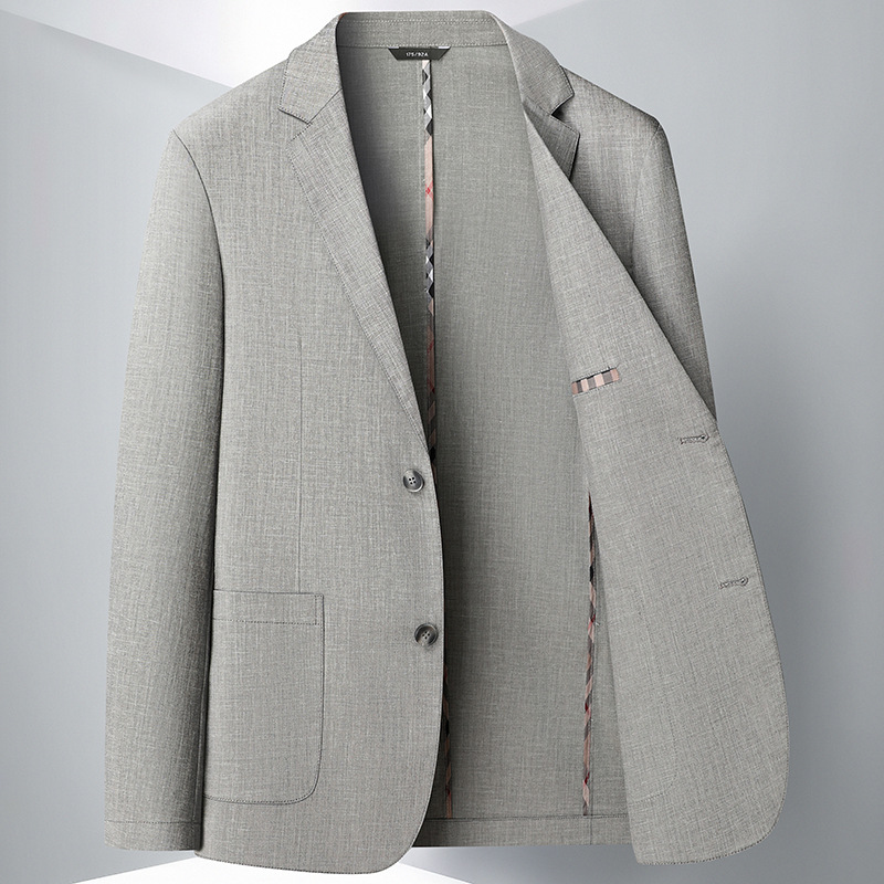 Erkek Giyim Erkek günlük takım elbise ilkbahar ve sonbahar keten hafif lüks iş tek batı orta yaşlı ve genç tek düğmeli moda takım elbise ceket_voghion.com