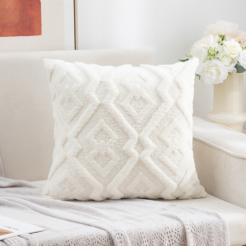 Modern Minimalist Plush Throw Pillow Cover with No Insert, Office Sofa Waist Support Pillow, Bedside Cushion