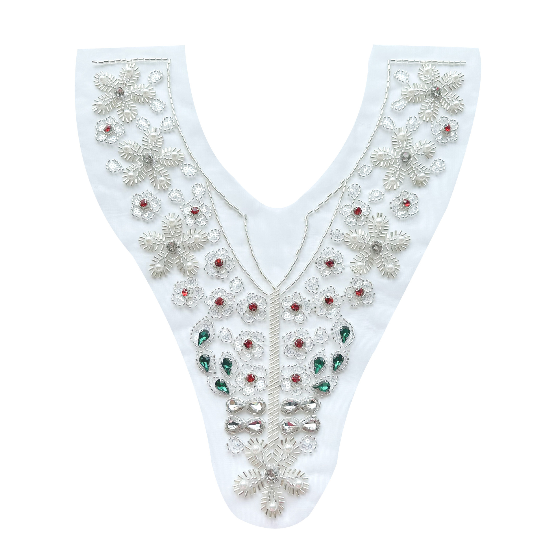 Collar de diamante de alta calidad encaje cuentas de clavado gancho flor hecha a mano vestido vestido vestido vestido de baile accesorios