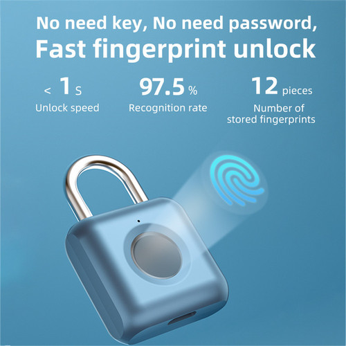 Smart fingerprint padlock waterproof anti-theft travel luggage locker door drawer fashion gift manufacturer direct supply