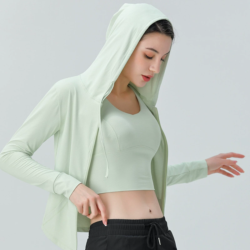 Женские топы для йоги 2022 года, тонкий кардиган на молнии, спортивная куртка для бега, одежда для фитнеса с длинными рукавами и капюшоном, корректирующая фигуру