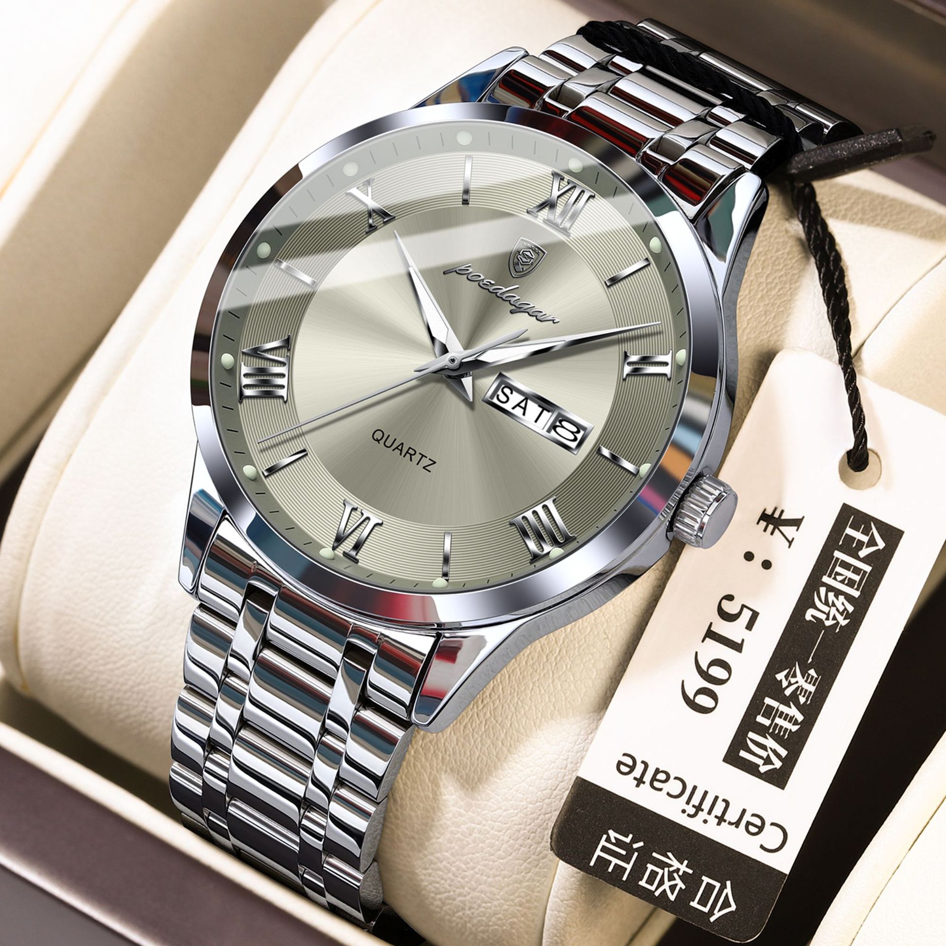 POEDAGAR / PEDAGAR nuevo reloj de hombre ultra delgado de negocios doble calendario relojes de cuarzo en vivo comercio exterior modelo 978