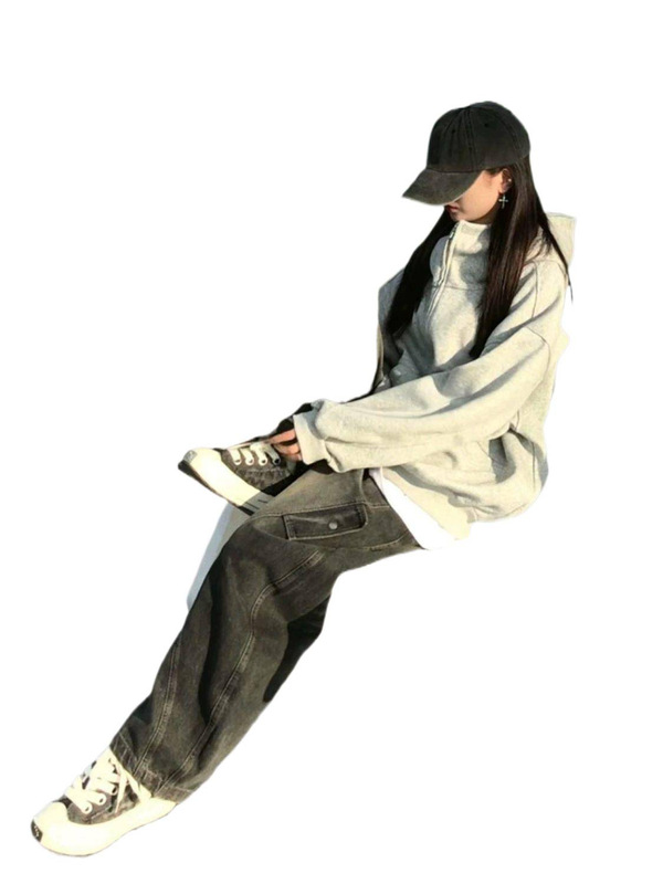 2025新款早秋高冷学姐美式甜酷风连帽卫衣女INS宽松拉链外艺瑾|undefined