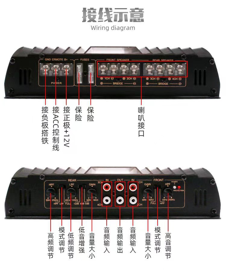 Factory Direct Four-channel 4 * 100W Car Audio Modified PoWer Amplifier M668 High-poWer Four-Way Car