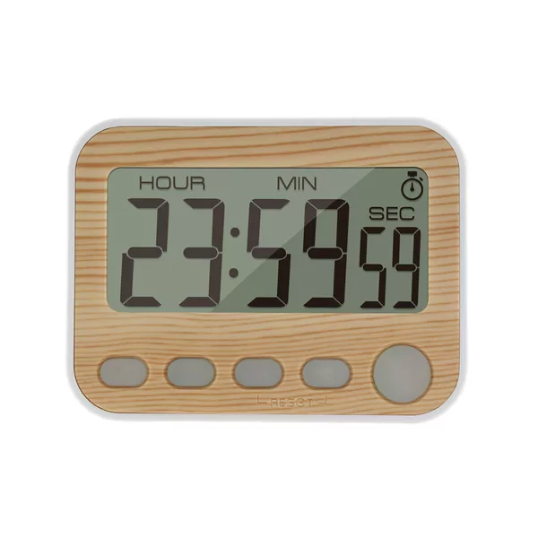 Large screen wood grain timer alarm clock countdown with refrigerator magnet timer