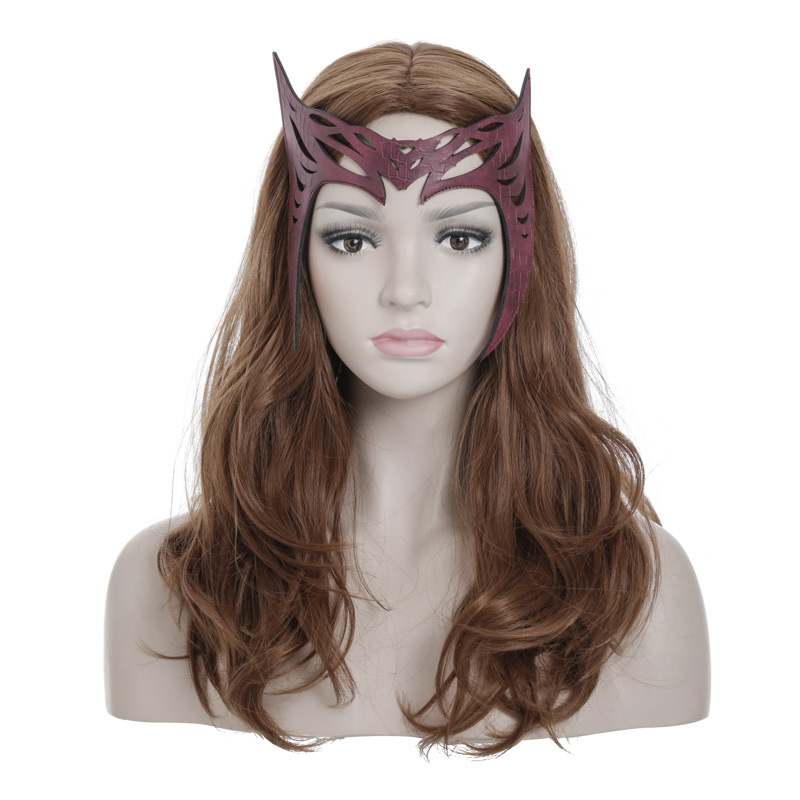 Avengers Wanda Fantasy Scarlet Witch Cosplay Wig Linen Brown Middle Parted Slightly Curly Hair Artificial Human