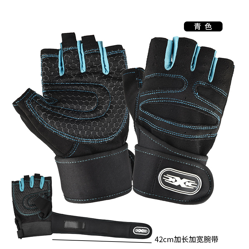 Guantes de gimnasio de medio dedo para hombres al aire libre protección de levantamiento de pesas antideslizante muñeca halteres respirables guantes de bicicleta al por mayor