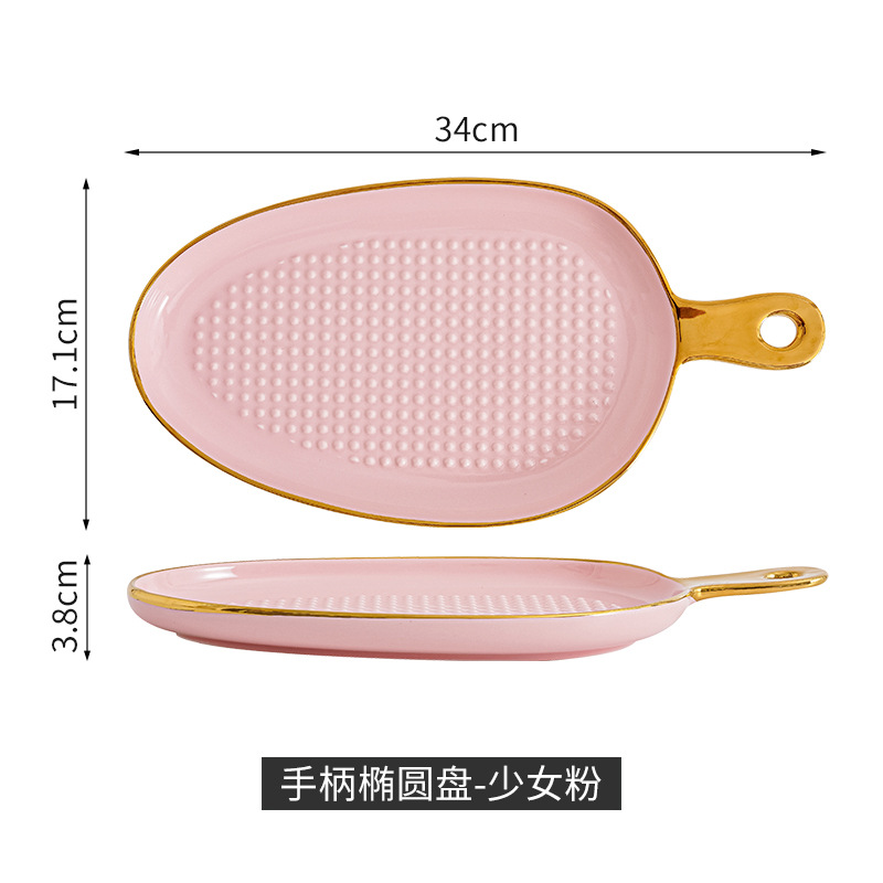 Nórdico creativo de cerámica plato de comida occidental plato de carne plato de ensalada de pizza postre hogar plato de desayuno con mango vajilla