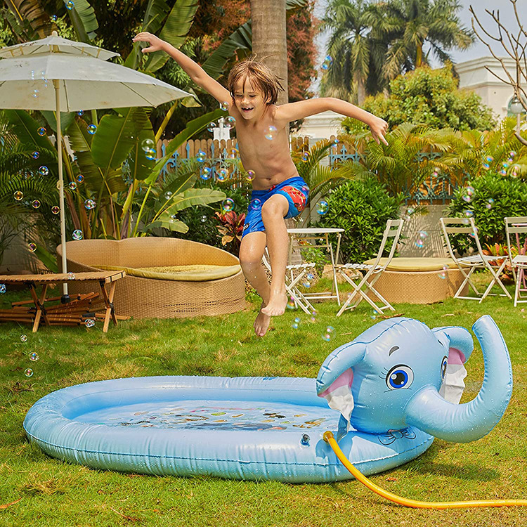 亚马逊热销PVC充气大象喷水池儿童户外戏水玩具充气飞机戏水池