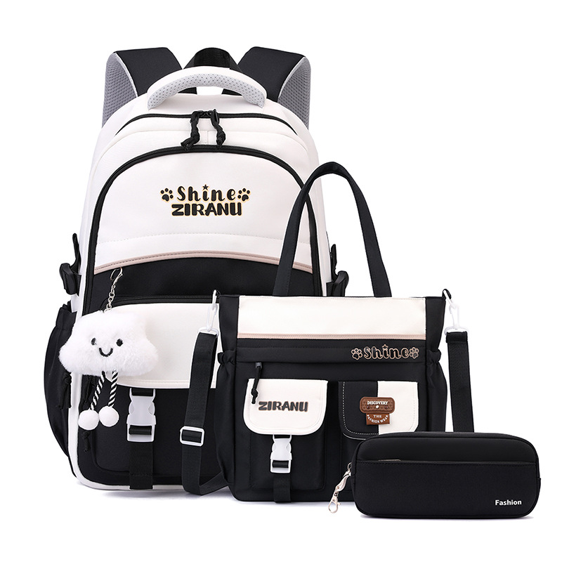 Mochila escolar transfronteriza para niñas, versión coreana elegante, gran capacidad, ligera, que reduce la carga y protege la columna vertebral, mochila de doble asa para estudiantes de secundaria.