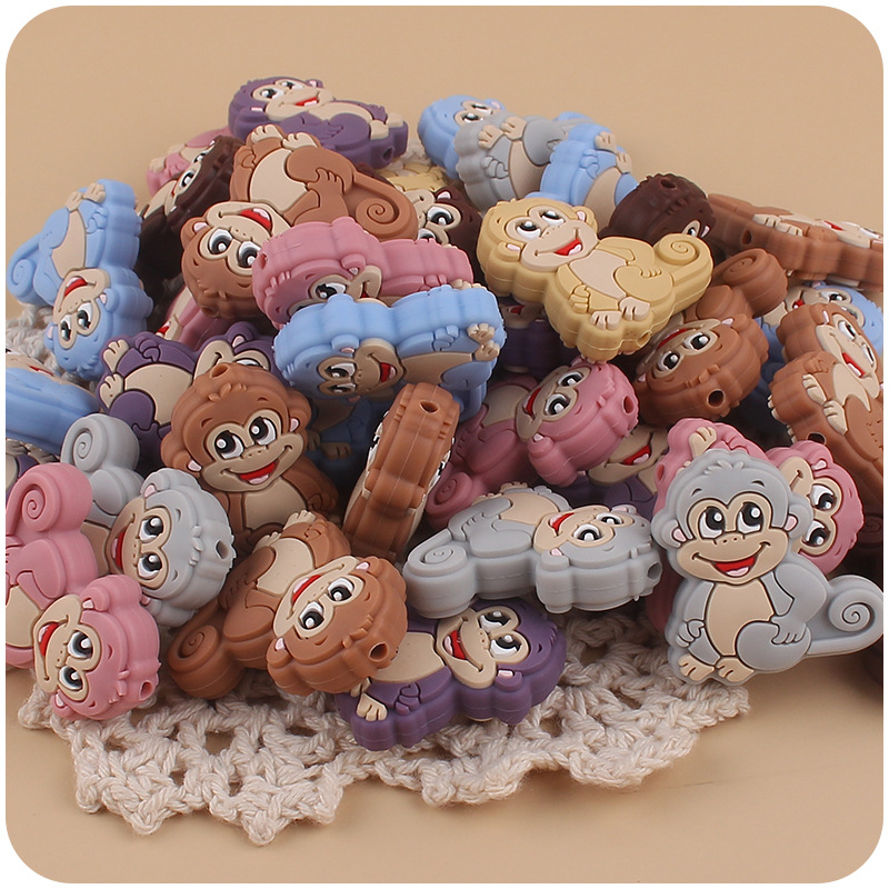 Nuevo bebé suministros dibujos animados animal mono silicona teether creativo DIY chupete cadena pulsera teether Accesorios