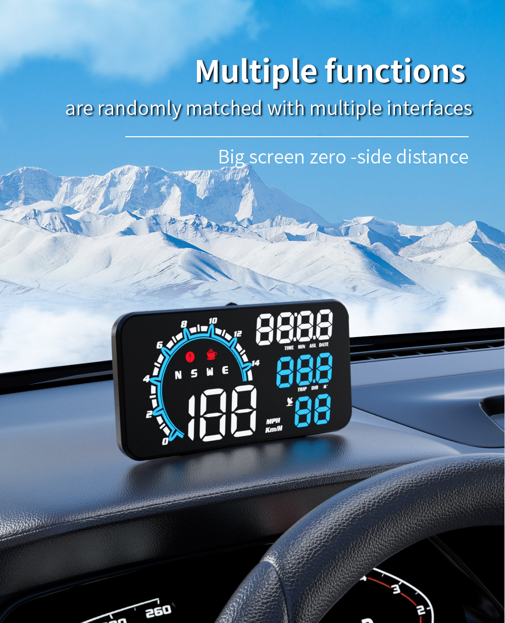 Cross-border high-definition digital display car monitor GPS universal car projector manufacturer in-stock HUD head-up display