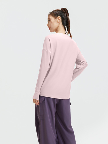 Poly clothing hall new split loose women's long sleeve yoga exercise running training fitness top