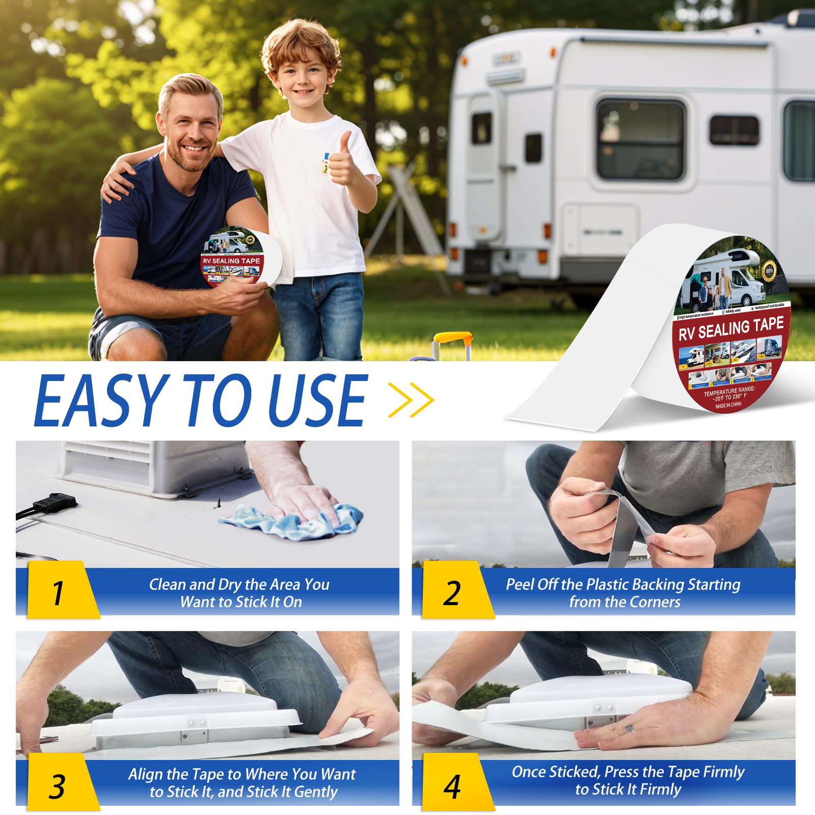 Cinta de autocaravana RV adhesive techo de camión sellado ventana para reparación de fugas película de fluorocarbono cinta de reparación impermeable