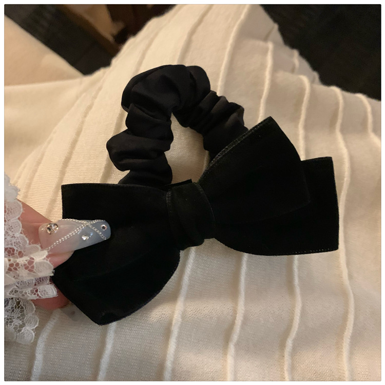 Black brand high quality hair rope with bow