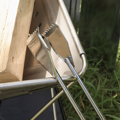 Outdoor stainless steel barbecue carbon clip 55cm extended handle campfire charcoal clip fire tongs garbage clip picker fire tongs