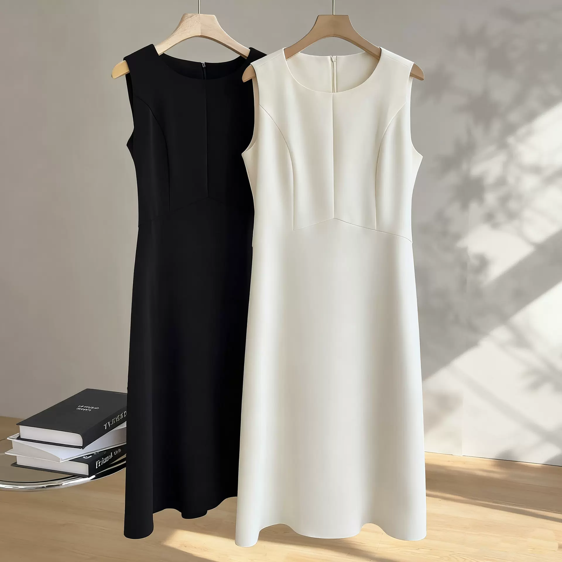 TH款立裁醋酸法式赫本风连衣裙春季收腰显瘦通勤无袖背心裙长款