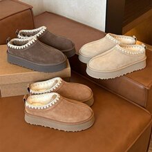 软皮版~雪地靴女2025新款冬季桑坡休闲厚底毛线编织加绒棉鞋女外