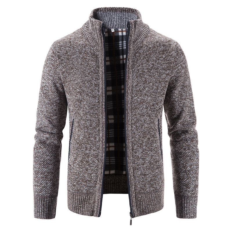 Excluido para una pieza de comercio exterior, cardigan de punto de otoño e invierno para hombres europeos y americanos, suéter grueso casual de gran tamaño con cuello alto abierto