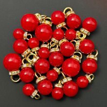 ABS高亮仿珍珠红色金针DIY散珠吊坠配件珠子批发贝珠散珠