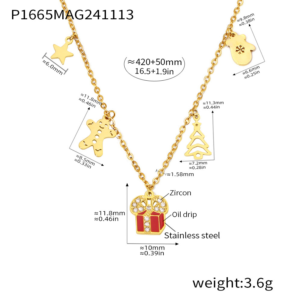 Square Sugar Christmas Zircon Necklace And Earrings Jewelry Set_voghion.com
