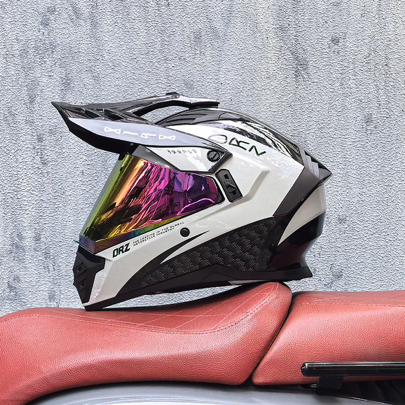 Cascos de Motocicleta Transfronterizos, Cascos de Carretera, Cascos de Una Sola Lente para Hombres y Mujeres, Cascos Integrales de Rally para Carretera y Todoterreno, Cascos para Viajes de Larga Distancia en Motocicleta