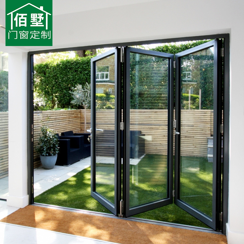 68 Series Aluminum Alloy Partition Folding Door for Kitchen, Balcony, Living Room, Entrance Hall with Tempered Glass Security Door