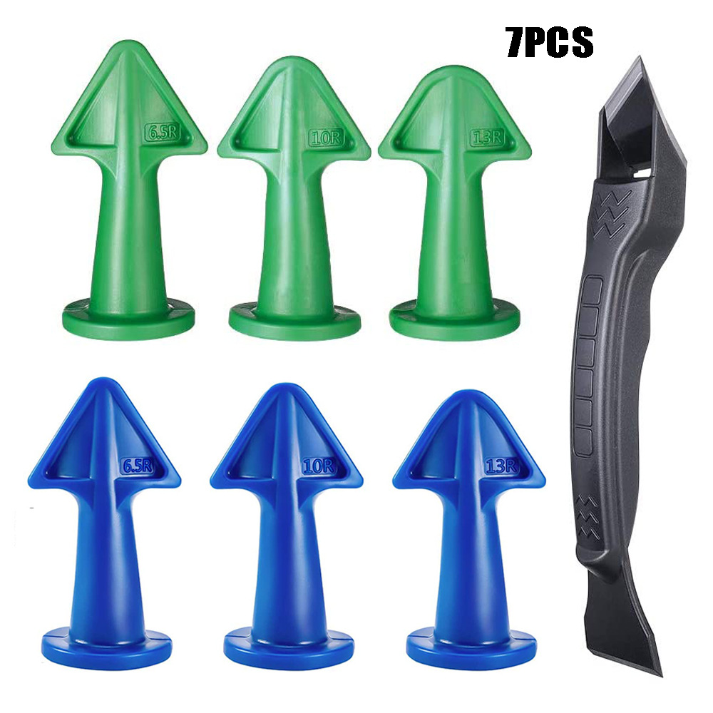 跨境热卖7件套填缝工具塑料尖嘴和铲胶器套装刮板残胶美缝喷嘴