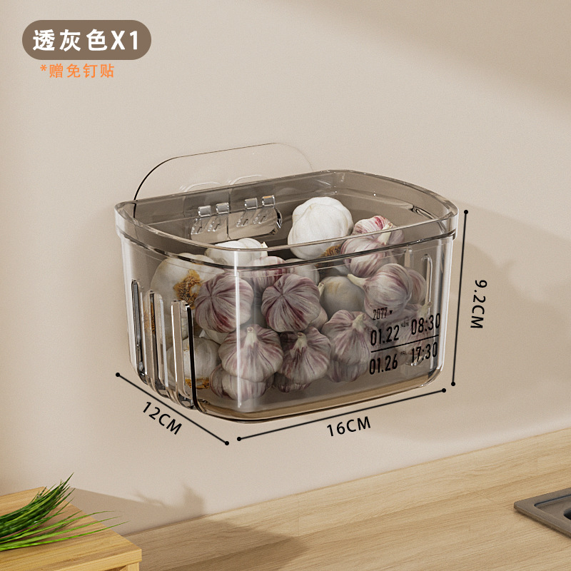 Cesta de almacenamiento de cocina, estante de almacenamiento de jengibre, estante de almacenamiento de ajo, caja de almacenamiento de pared, cesto de almacenamiento de jengibre, estante de almacenamiento de jengibre, estante de almacenamiento de jengibre