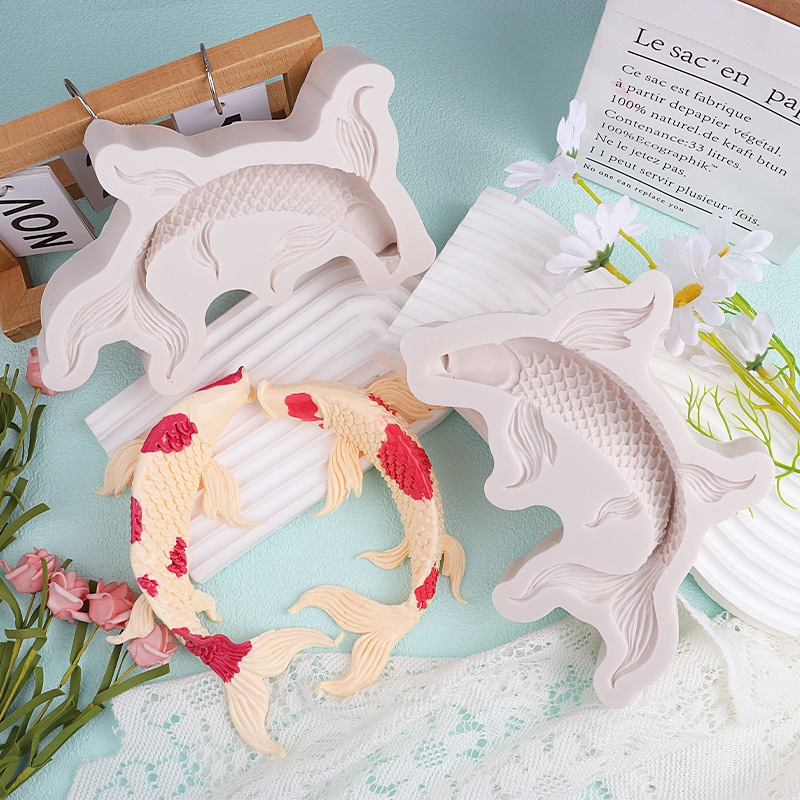 Festival festivo carpa oro molde de silicona cada año más de peces dorados horneado molde decorativo molde koi molde