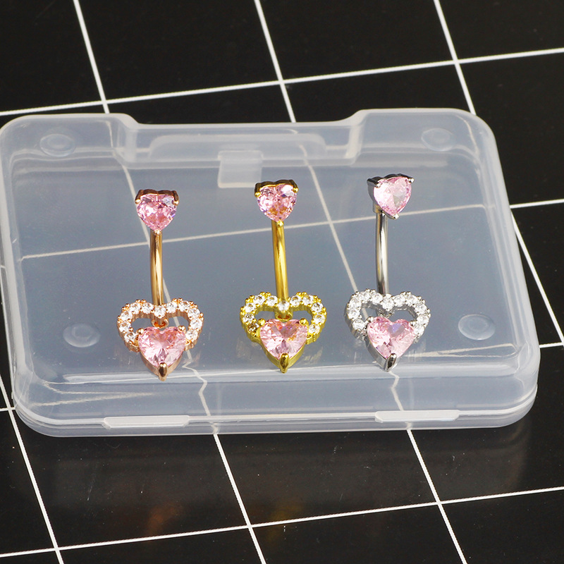 Stainless Steel Belly Button Ring with Wings Love Design - Gold Pink Flower Belly Nail System Body Piercing detail image 7