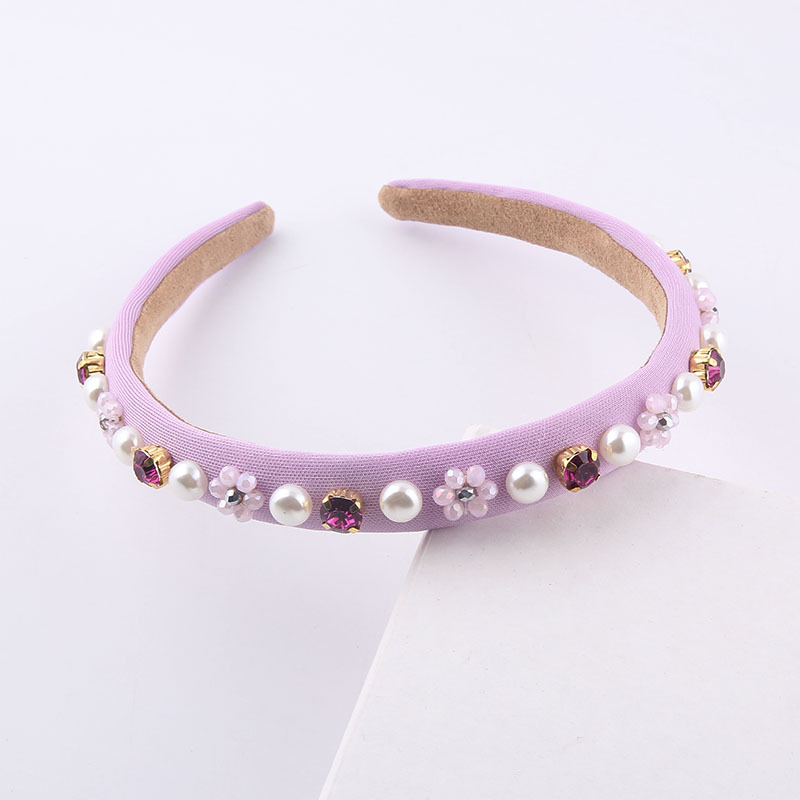 Korean Style Thin Strips Milk Silk Fabric Inlaid Rhinestones Flowers Pearls Hairbands display picture 9