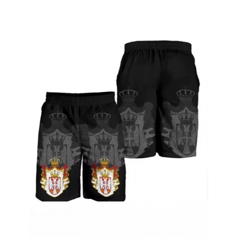 Summer 3D Printed Serbian Flag Beach Shorts for Men, Quick-Dry Surfboard Shorts, Trendy Sports Summer 3D Printed Serbian Flag Beach Shorts for Men, Quick-Dry Surfboard Shorts, Trendy Sports