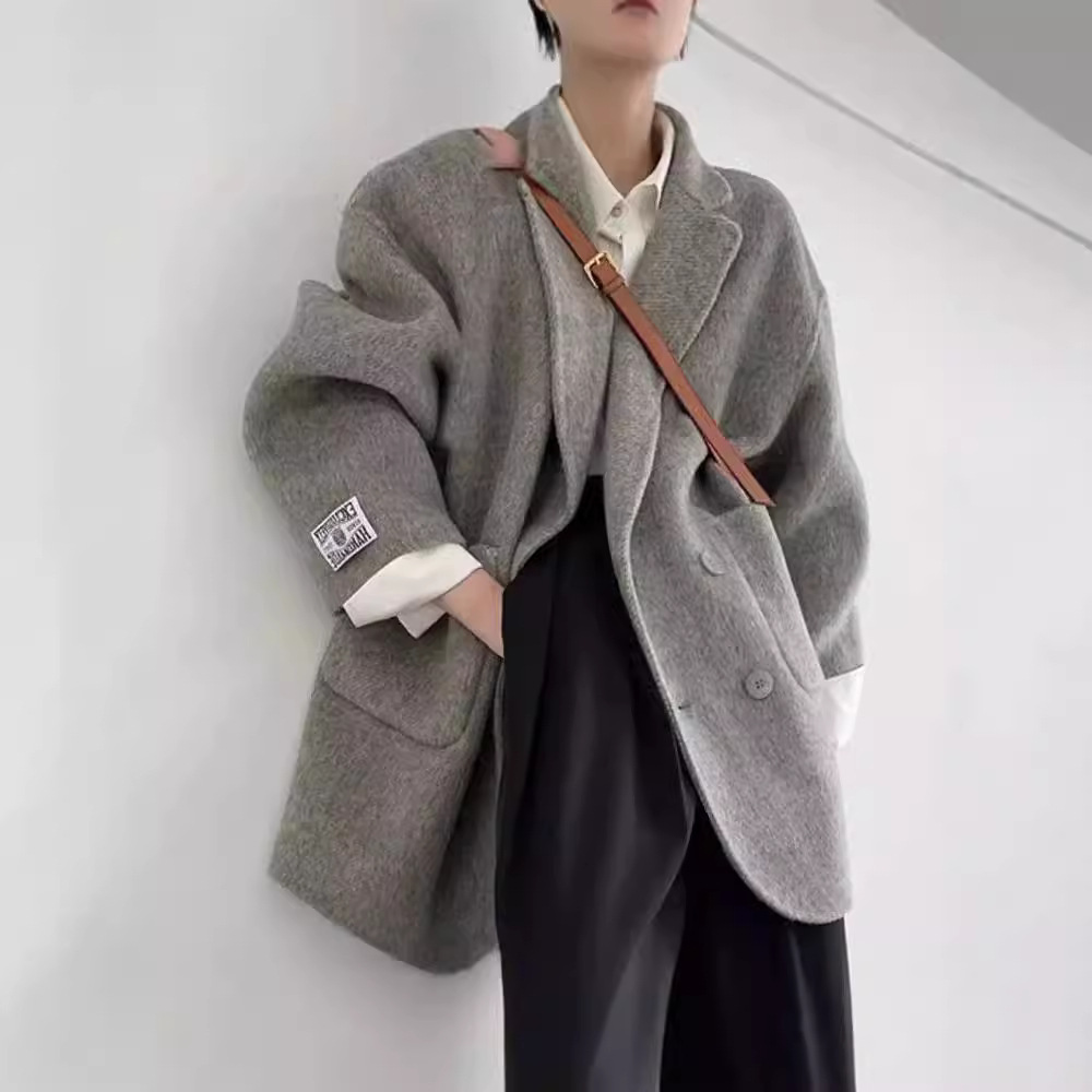 西装款式小个子双面羊毛大衣 加厚保暖通勤经典羊绒双面毛呢外套