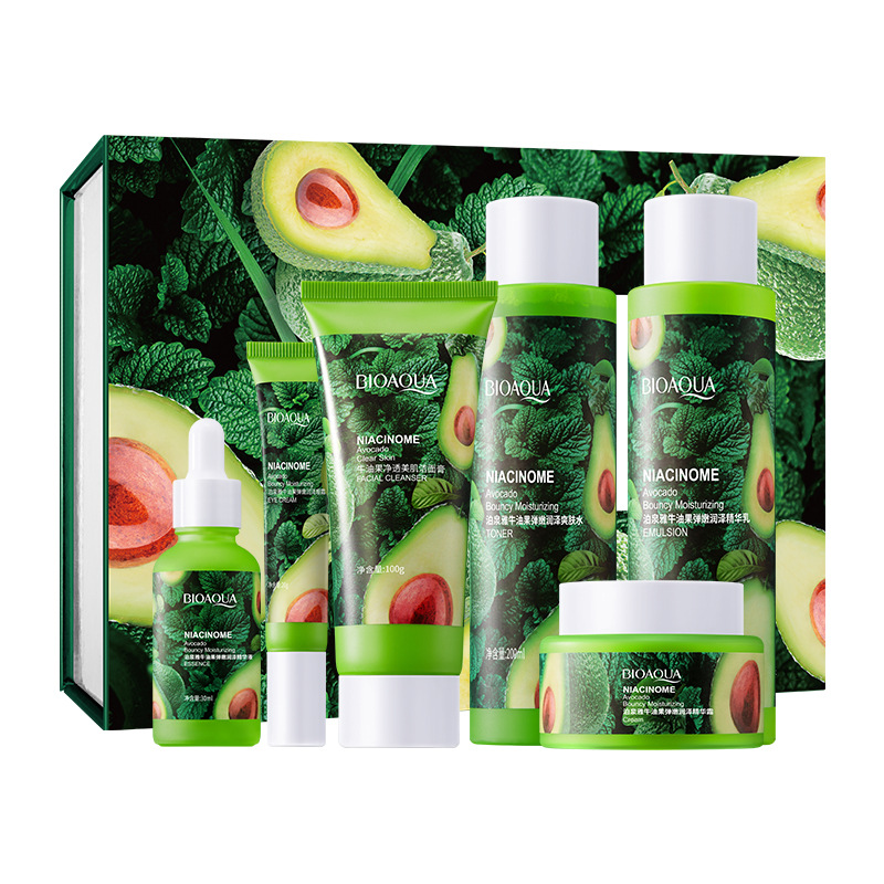 Set de Seis Productos para el Cuidado de la Piel Boquanya Avocado: Hidratante, Humectante y Embellecedor: Limpiador Facial, Crema Facial, Set de Cuidado de la Piel al por Mayor