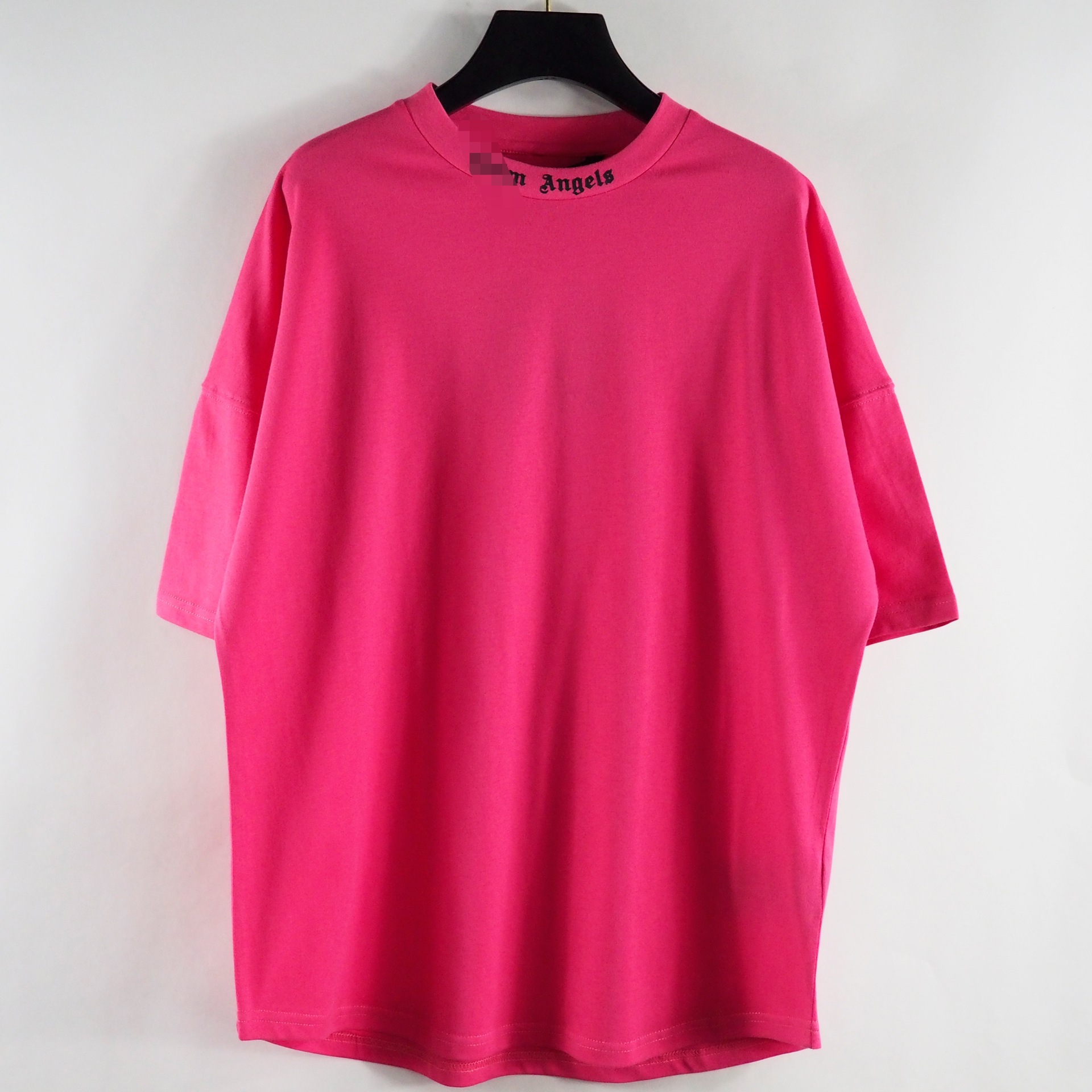 Versión correcta de la camiseta de punto transfronterizo de manga corta con estampado de letras grandes y espuma trasera suelta casual de palm High Street