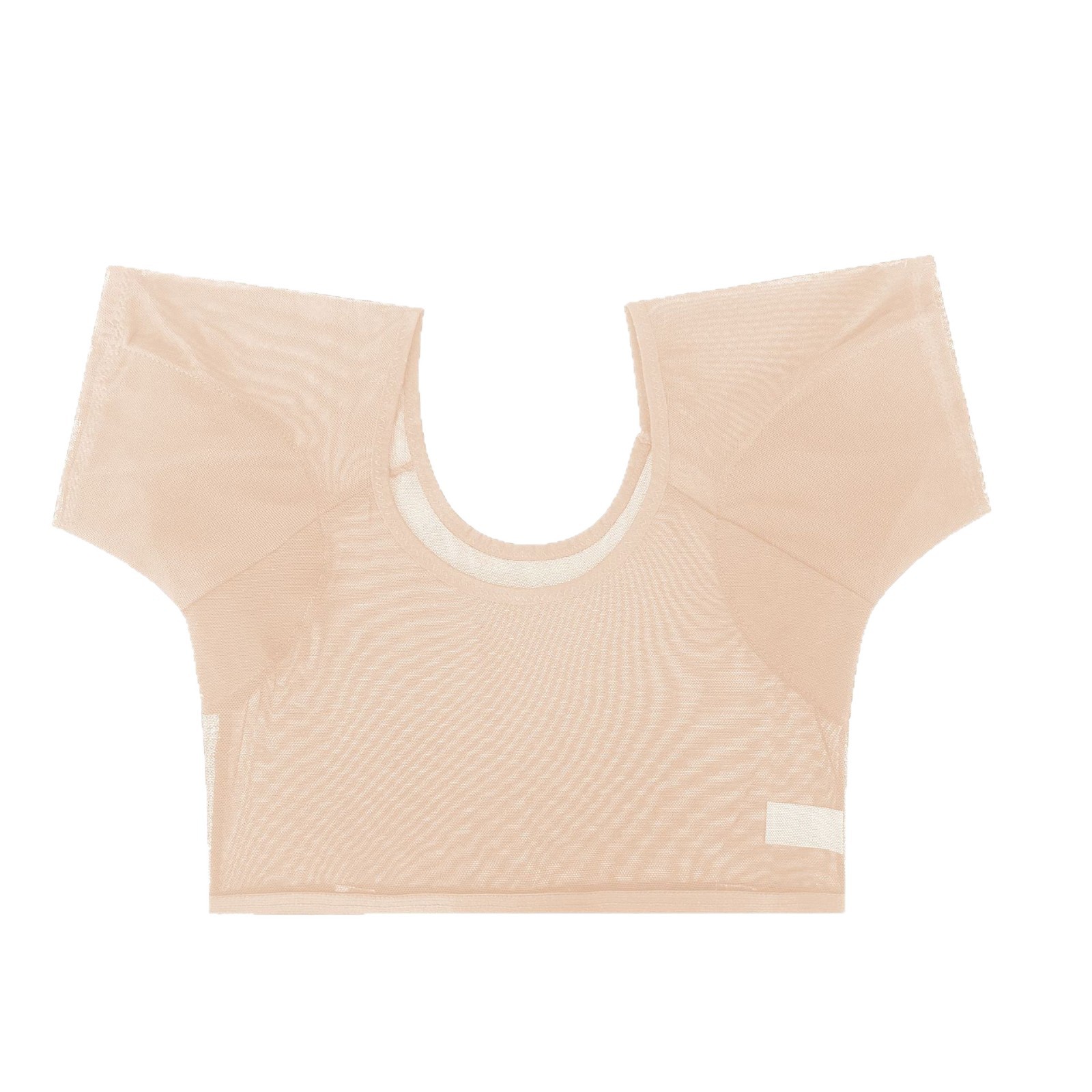 Ropa transpirable HD027 en stock, malla transparente, ultrafina, anti-sudor, estilo que cubre el pecho con almohadillas absorbentes de algodón debajo de las axilas.
