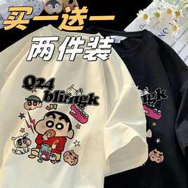 短袖t恤男夏季新款日系卡通蜡笔小新印花潮牌青少年宽松潮流12