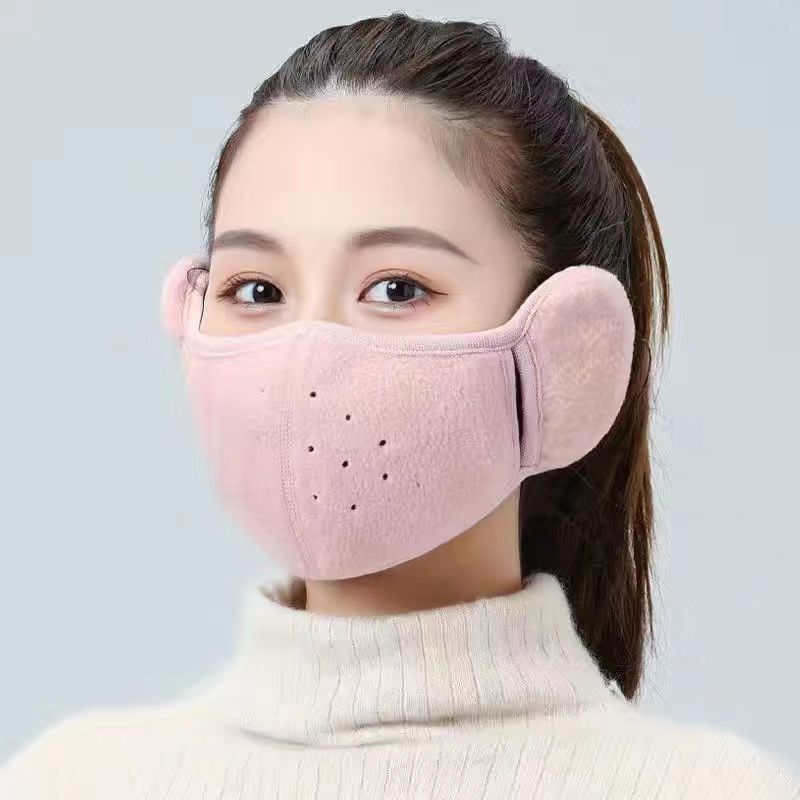 男性と女性のための冬用暖かいマスク、ポーラーフリースとベルベットの厚みのある防寒、防風、通気性のあるツーインワン暖かい耳保護マスク|undefined
