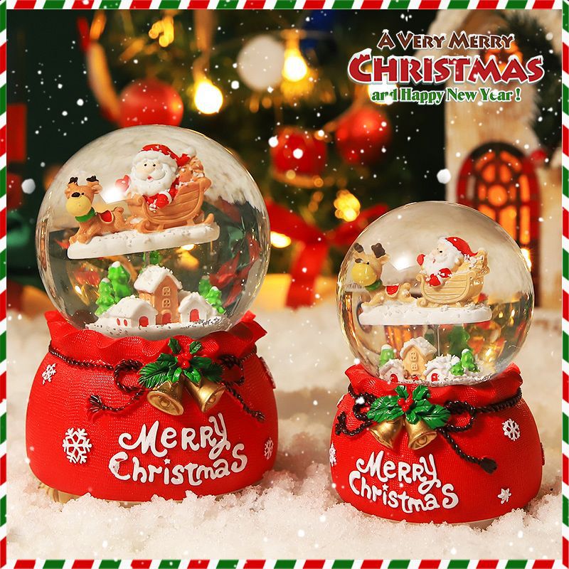 圣诞水晶球圣诞节礼物自动飘雪旋转八音盒儿童新年礼物