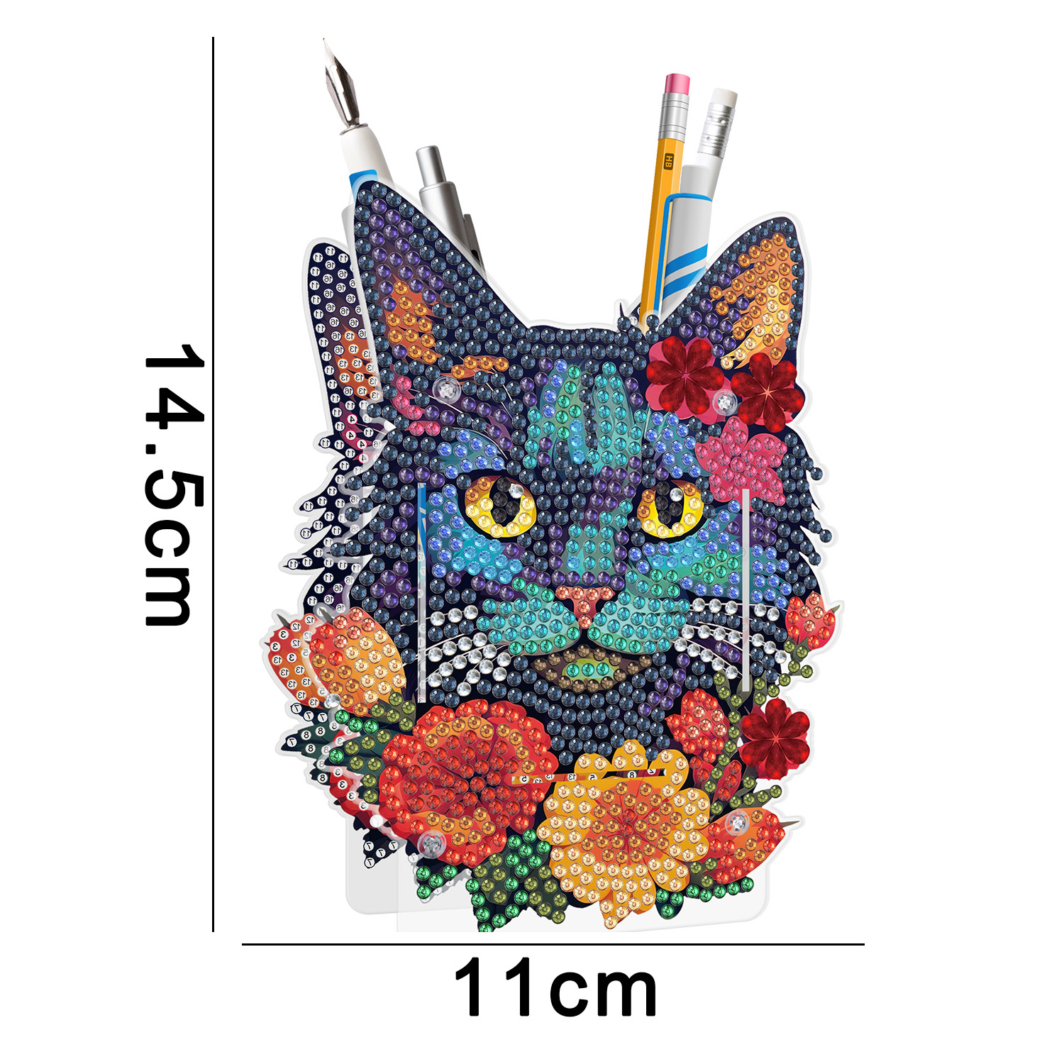 Accesorios para pintura de diamantes, soporte para bolígrafos DIY, estuche de PVC con diamantes de imitación de doble cara con diseño de animales, decoración de escritorio, disponible para distribución al por mayor.