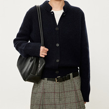 JOC专柜英国羊毛感粗棒针ROW 复古风翻折小立领果实扣夹克式开衫