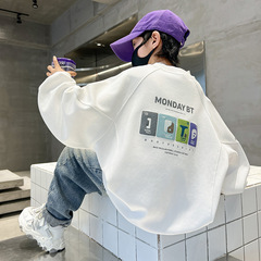 兒童衛衣春秋款2024新款男童春裝上衣中大童洋氣簡約打底衫春季潮