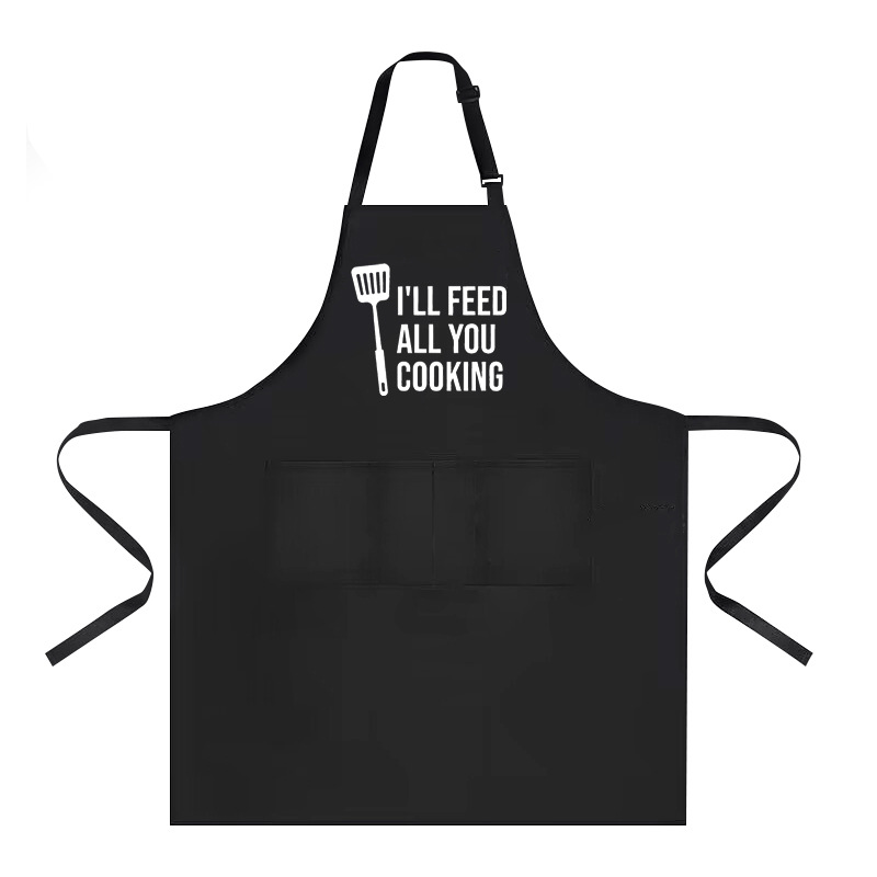 Transfronterizo Amazon poliéster delantal logotipo personalizado para hombres y mujeres pareja cocina barbacoa ropa de trabajo fábrica de delantal al por mayor
